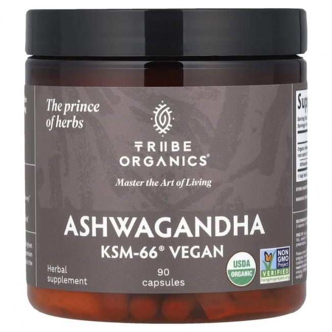 Tribe Organics, Ashwagandha KSM-66® для веганов, 90 капсул (300 мг на капсулу) (Товар снят с продажи)