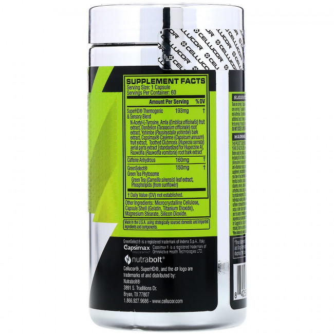 Cellucor, Super HD, высокоэффективная жиросжигающая добавка, 60 капсул