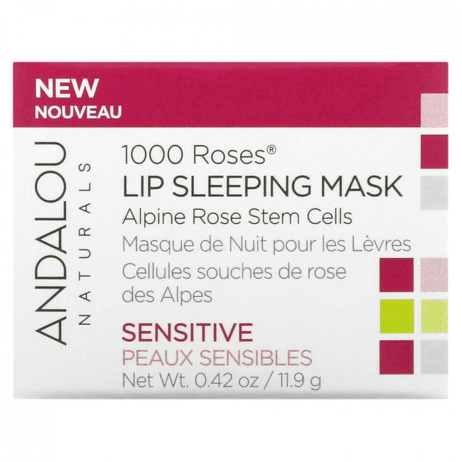 Andalou Naturals, 1000 Roses, спящая маска для губ, для чувствительной кожи, 11,9 г (0,42 унции) Andalou Naturals, 1000 Roses, спящая маска для губ, для чувствительной кожи, 11,9 г (0,42 унции)