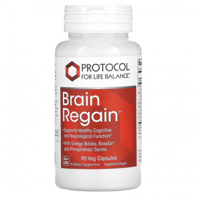 Protocol for Life Balance, Brain Regain, 90 растительных капсул Protocol for Life Balance, Brain Regain, 90 растительных капсул