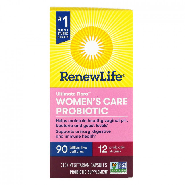 Renew Life, Ultimate Flora, пробиотик Women's Care для женщин, 90 млрд живых культур, 30 вегетарианских капсул Renew Life, Ultimate Flora, пробиотик Women's Care для женщин, 90 млрд живых культур, 30 вегетарианских капсул