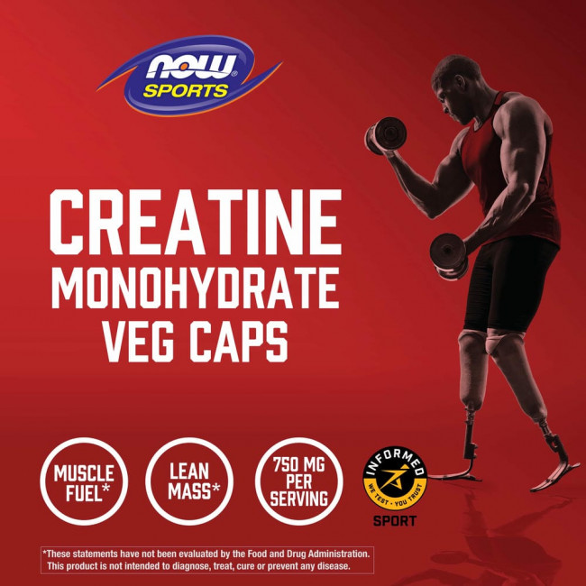 NOW Foods, Sports, моногидрат креатина, 750 мг, 120 растительных капсул NOW Foods, Sports, моногидрат креатина, 750 мг, 120 растительных капсул