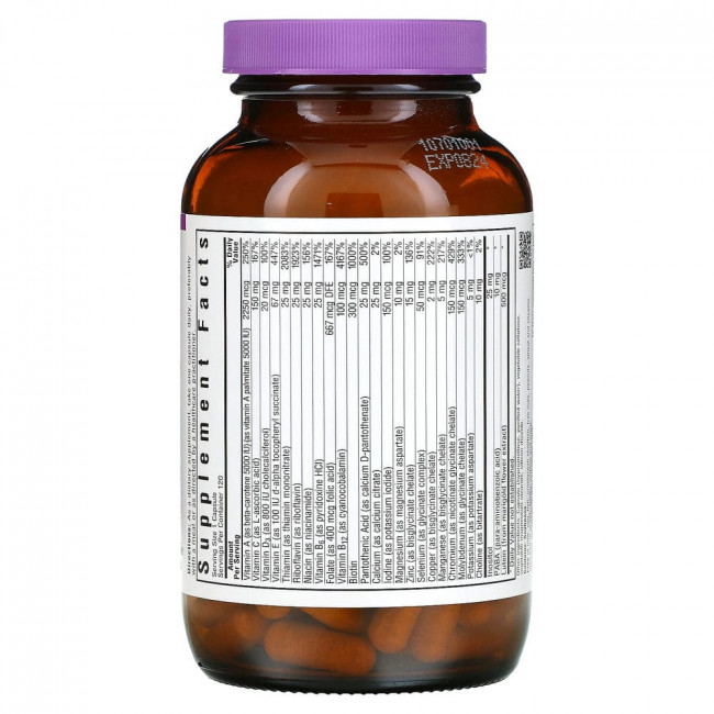Bluebonnet Nutrition, Multi One, Single Daily Multiple, без железа, 120 растительных капсул