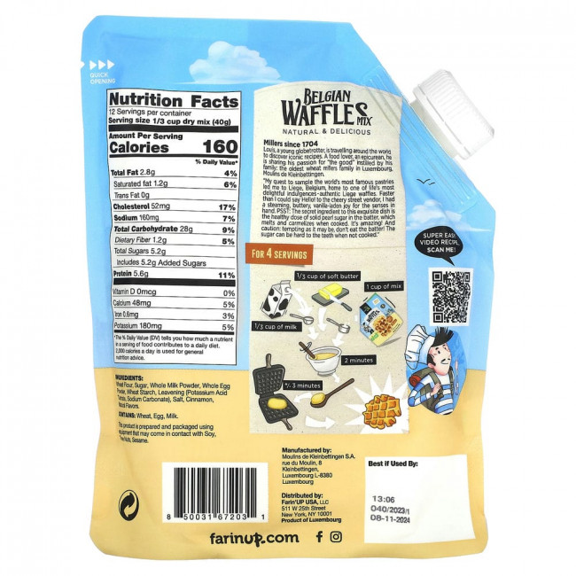 Farin' Up, Belgian Waffle Mix, Sugar Pearls, 16 oz (454 g)