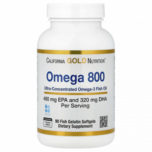 California Gold Nutrition, омега 800, рыбий жир фармацевтической степени чистоты, 80% ЭПК/ДГК, в форме триглицеридов, 1000 мг, 90 рыбно-желатиновых капсул California Gold Nutrition, омега 800, рыбий жир фармацевтической степени чистоты, 80% ЭПК/ДГК, в форме триглицеридов, 1000 мг, 90 рыбно-желатиновых капсул