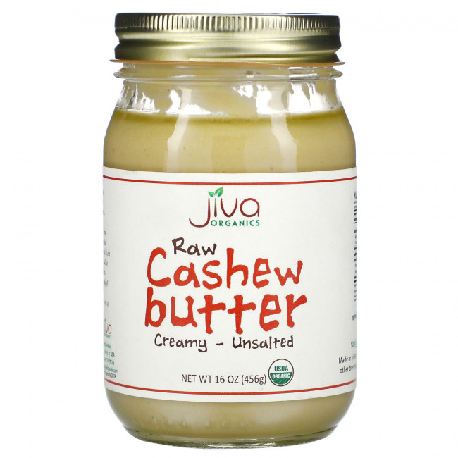 Jiva Organics, Сырое масло кешью, сливочное несоленое, 456 г (16 унций) Jiva Organics, Сырое масло кешью, сливочное несоленое, 456 г (16 унций)