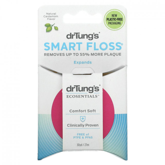 Dr. Tung's, Smart Floss, зубная нить, натуральный кардамон, 27 м (30 ярдов) Dr. Tung's, Smart Floss, зубная нить, натуральный кардамон, 27 м (30 ярдов)