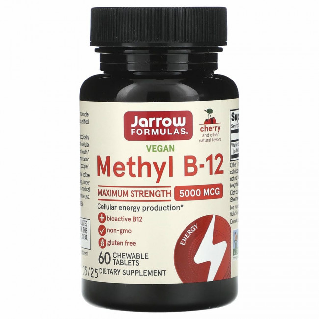 Jarrow Formulas, метил B-12, со вкусом вишни, 5000 мкг, 60 леденцов Jarrow Formulas, метил B-12, со вкусом вишни, 5000 мкг, 60 леденцов