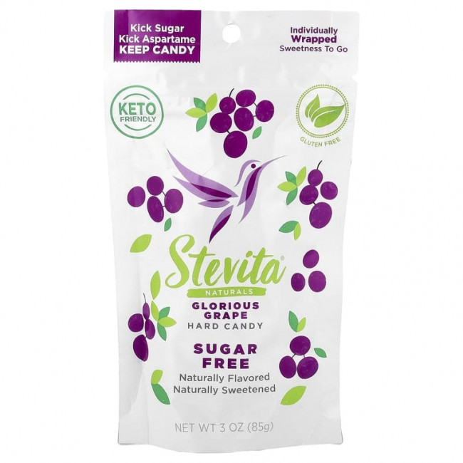 Stevita Naturals, Naturals, леденцы без сахара, со вкусом винограда, 85 г (3 унции) Stevita Naturals, Naturals, леденцы без сахара, со вкусом винограда, 85 г (3 унции)