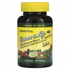 NaturesPlus, Source of Life, мультивитаминная и минеральная добавка, 90 таблеток NaturesPlus, Source of Life, мультивитаминная и минеральная добавка, 90 таблеток