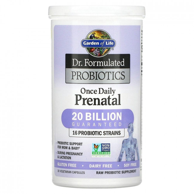 Garden of Life, Dr. Formulated Probiotics, ежедневные пренатальные витамины для приема один раз в день, 30 вегетарианских капсул Garden of Life, Dr. Formulated Probiotics, ежедневные пренатальные витамины для приема один раз в день, 30 вегетарианских капсул