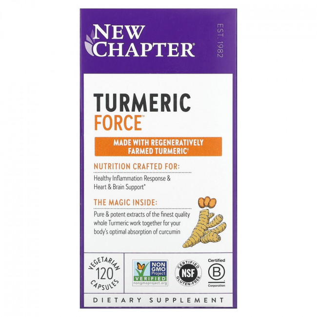 New Chapter, Turmeric Force, 120 вегетарианских капсул New Chapter, Turmeric Force, 120 вегетарианских капсул