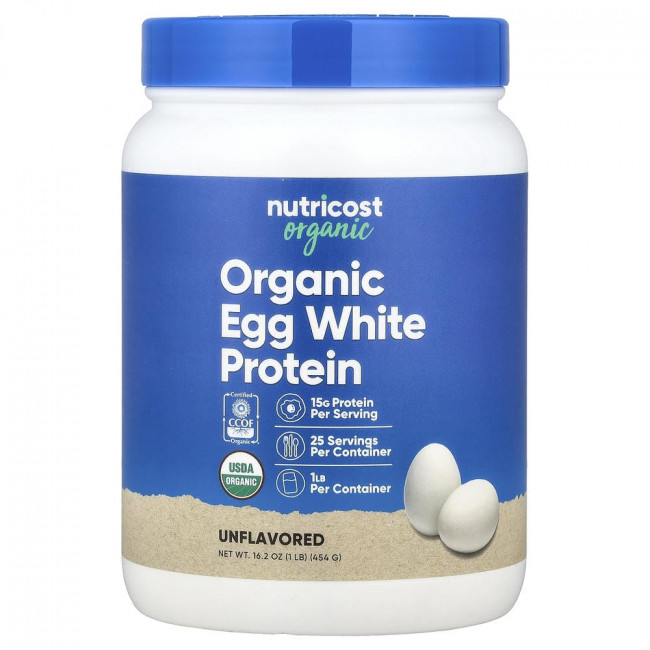 Nutricost, органический яичный белок, без вкуса, 454 г (1 фунт) Nutricost, органический яичный белок, без вкуса, 454 г (1 фунт)