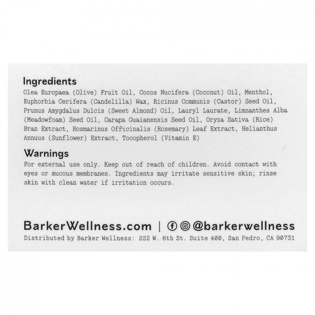 Бальзам для мышечной терапии Barker Wellness Co, 120 мл (4 унции) Бальзам для мышечной терапии Barker Wellness Co, 120 мл (4 унции)