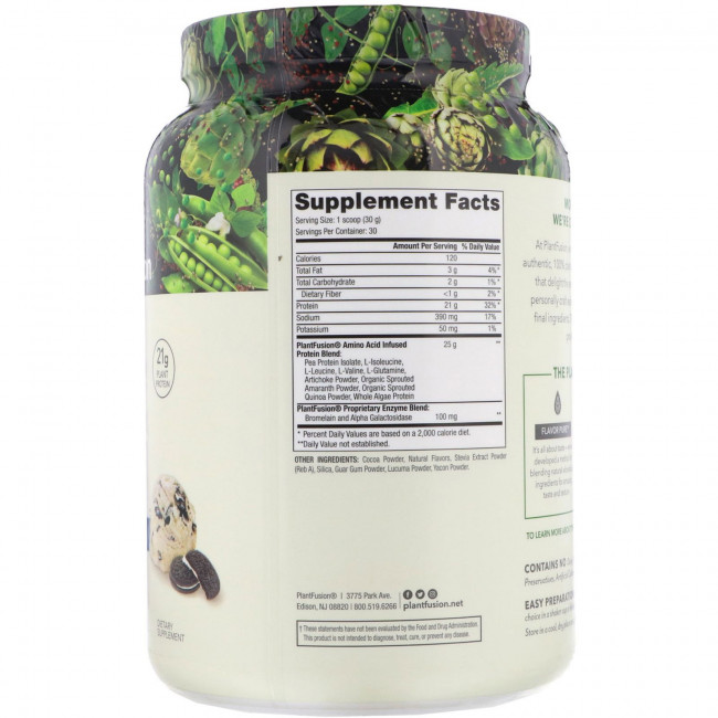 PlantFusion, Complete Plant Protein, Cookies and Cream, 2 lb (900 g) PlantFusion, Complete Plant Protein, Cookies and Cream, 2 lb (900 g)