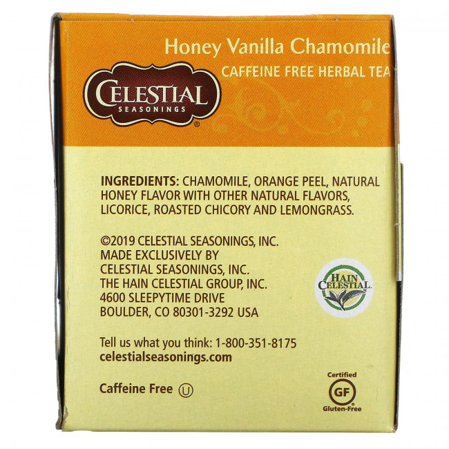 Celestial Seasonings, травяной чай, со вкусом меда, ванили и ромашки, без кофеина, 20 чайных пакетиков, 47 г (1,7 унции) Celestial Seasonings, травяной чай, со вкусом меда, ванили и ромашки, без кофеина, 20 чайных пакетиков, 47 г (1,7 унции)