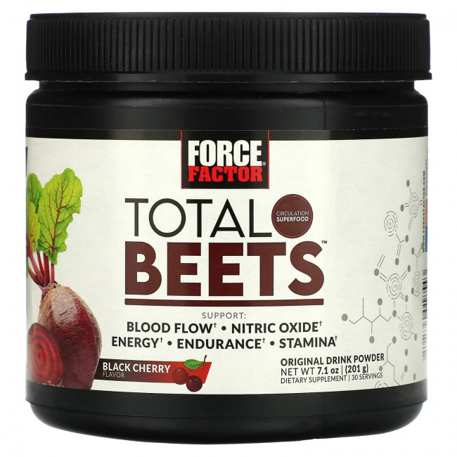 Force Factor, Total Beets, оригинальный напиток в порошке, черная вишня, 201 г (7,1 унции) Force Factor, Total Beets, оригинальный напиток в порошке, черная вишня, 201 г (7,1 унции)