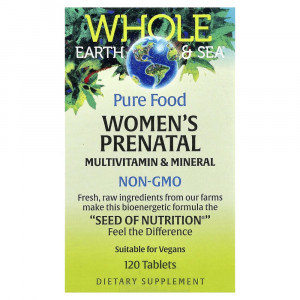 Natural Factors, Whole Earth & Sea®, пренатальный мультивитаминный и минеральный комплекс для женщин, 120 таблеток Natural Factors, Whole Earth & Sea®, пренатальный мультивитаминный и минеральный комплекс для женщин, 120 таблеток