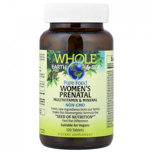 Natural Factors, Whole Earth & Sea®, пренатальный мультивитаминный и минеральный комплекс для женщин, 120 таблеток
