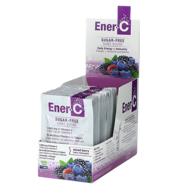 Ener-C, Vitamin C, Multivitamin Drink Mix, Surgar Free, Mixed Berry, 1,000 mg, 30 Packets, 0.2 oz (5.46 g) Each Ener-C, Vitamin C, Multivitamin Drink Mix, Surgar Free, Mixed Berry, 1,000 mg, 30 Packets, 0.2 oz (5.46 g) Each