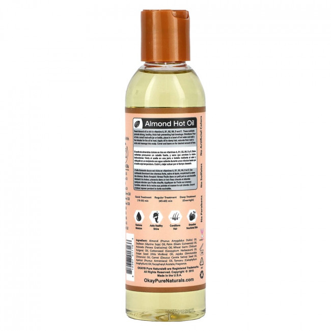 Okay Pure Naturals, Средство с миндальным горячим маслом, 177 мл (6 унций)
