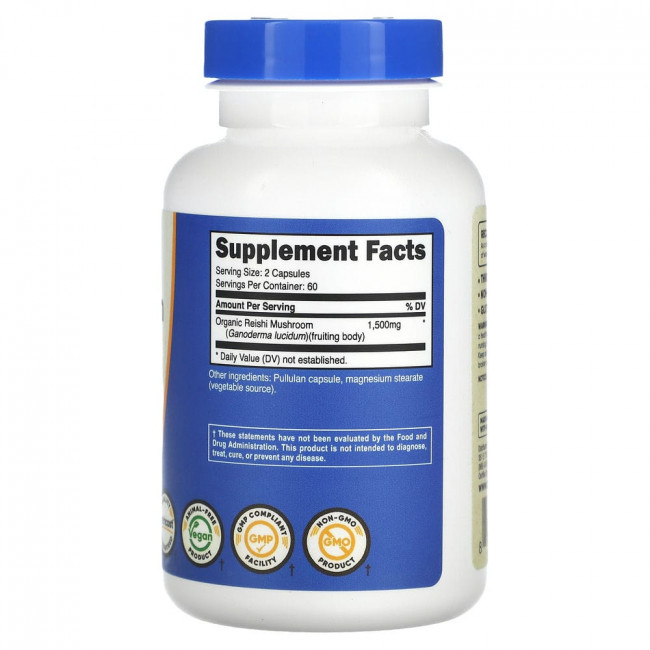 Nutricost, Гриб рейши, 750 мг, 120 капсул