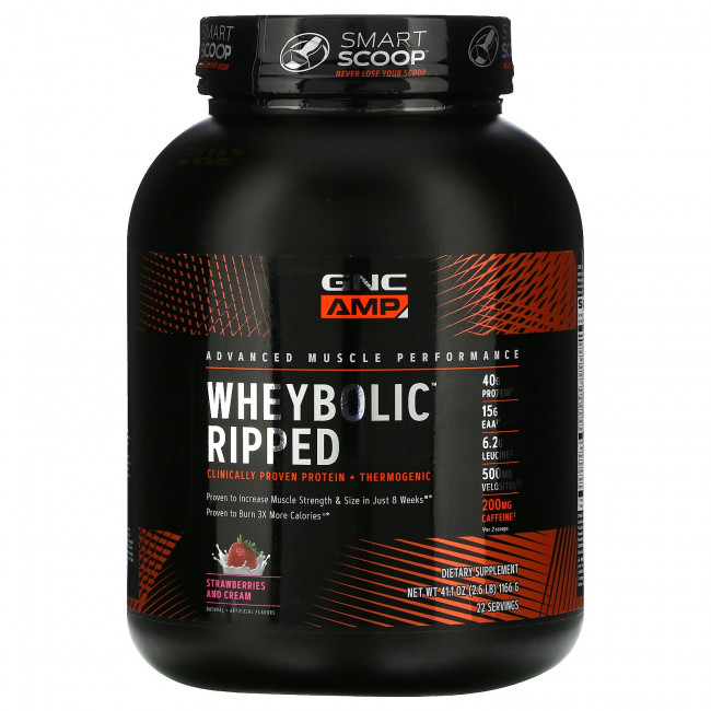 GNC, AMP, WheyBolic Ripped, клубника со сливками, 1166 г (2,6 фунта) GNC, AMP, WheyBolic Ripped, клубника со сливками, 1166 г (2,6 фунта)