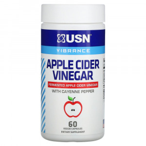 USN North America, Inc., Яблочный уксус с кайенским перцем, 60 растительных капсул