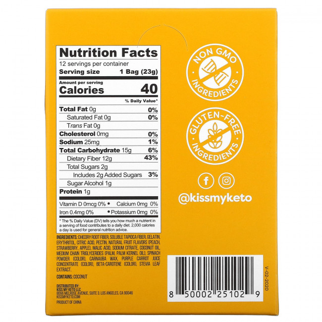 Kiss My Keto, Keto Gummy Bears, жевательные мармеладки в форме мишек, подходит для кетодиеты, со вкусом фруктов, 12 пакетиков по 23 г (0,79 унции) Kiss My Keto, Keto Gummy Bears, жевательные мармеладки в форме мишек, подходит для кетодиеты, со вкусом фруктов, 12 пакетиков по 23 г (0,79 унции)