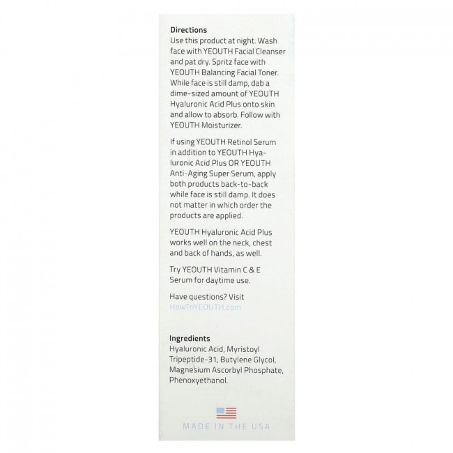 Yeouth, Hyaluronic Acid Plus, 60 мл (2 жидк. унции)