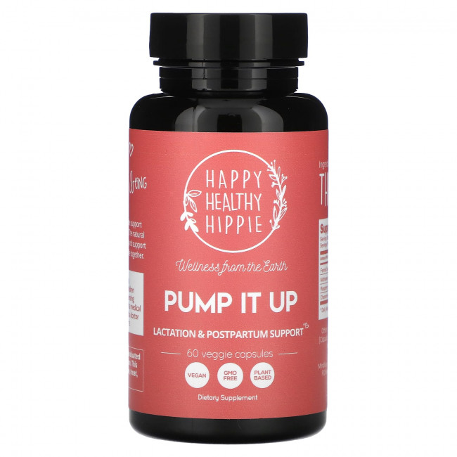 Happy Healthy Hippie, Pump It Up, поддержка лактации и послеродового периода, 60 растительных капсул Happy Healthy Hippie, Pump It Up, поддержка лактации и послеродового периода, 60 растительных капсул