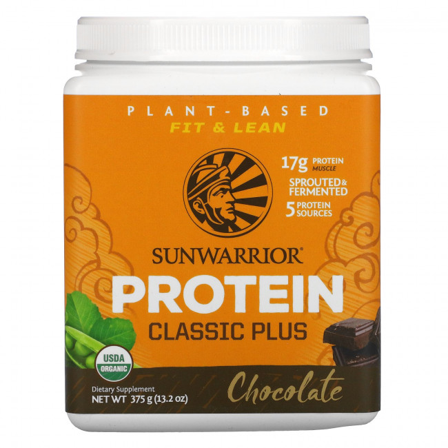 Sunwarrior, Classic Plus Protein, органический продукт на растительной основе, шоколад, 13,2 унц. (375 г) Sunwarrior, Classic Plus Protein, органический продукт на растительной основе, шоколад, 13,2 унц. (375 г)