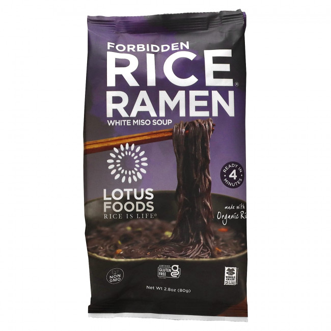 Lotus Foods, Рамэн из запретного риса, белый мисо-суп, 80 г (2,8 унции) Lotus Foods, Рамэн из запретного риса, белый мисо-суп, 80 г (2,8 унции)
