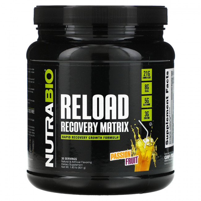 NutraBio Labs, Reload Recovery Matrix, маракуйя, 1,83 фунта (831 г) NutraBio Labs, Reload Recovery Matrix, маракуйя, 1,83 фунта (831 г)