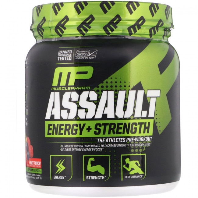MusclePharm, Assault Energy + Strength, Pre-Workout, Fruit Punch, 12.17 oz (345 g) MusclePharm, Assault Energy + Strength, Pre-Workout, Fruit Punch, 12.17 oz (345 g)