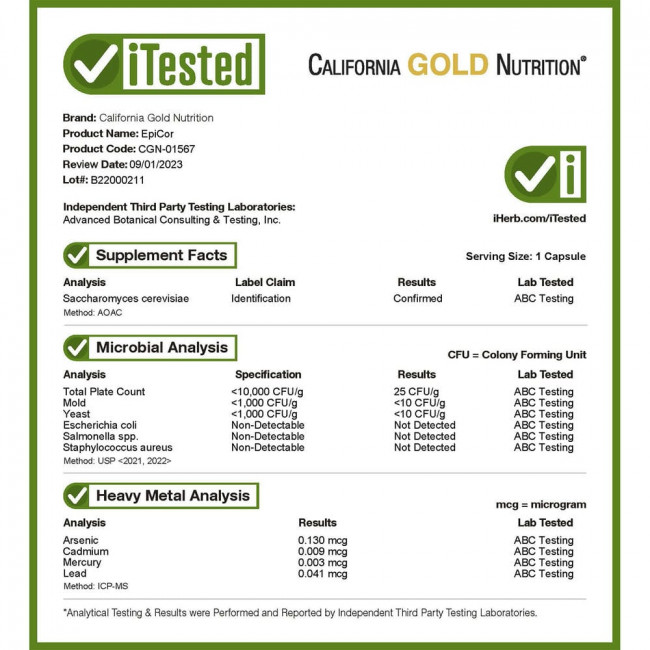 California Gold Nutrition, EpiCor, сухой дрожжевой ферментат, 500 мг, 30 растительных капсул California Gold Nutrition, EpiCor, сухой дрожжевой ферментат, 500 мг, 30 растительных капсул