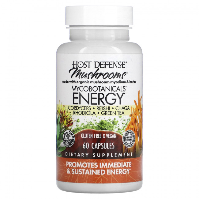 Fungi Perfecti Host Defense, Mushrooms, MycoBotanicals, Energy, 60 капсул Fungi Perfecti Host Defense, Mushrooms, MycoBotanicals, Energy, 60 капсул