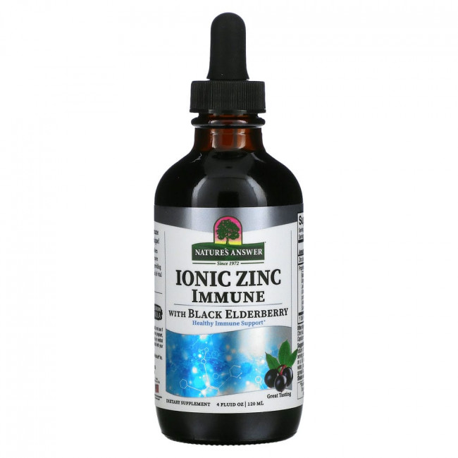 Nature's Answer, Ionic Zinc Immune с черной бузиной, 120 мл (4 жидк. Унции) Nature's Answer, Ionic Zinc Immune с черной бузиной, 120 мл (4 жидк. Унции)