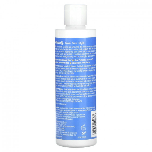 Lottabody, Sleek Me Blowout лосьон с маслом кокоса и ши, 236 мл (8 жидк. Унций)
