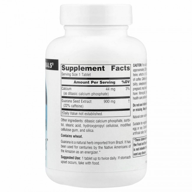 Source Naturals, Guarana Energizer, 900 мг, 60 таблеток Source Naturals, Guarana Energizer, 900 мг, 60 таблеток