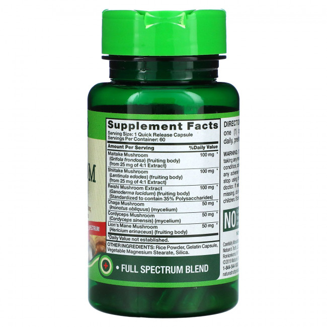 Nature's Truth, Super 6 Mushroom Complex, 60 капсул быстрого действия Nature's Truth, Super 6 Mushroom Complex, 60 капсул быстрого действия