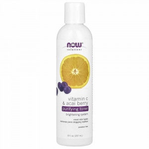 NOW Foods, Solutions, очищающий тоник, витамин С и ягоды асаи, 237 мл (8 жидк. унций) NOW Foods, Solutions, очищающий тоник, витамин С и ягоды асаи, 237 мл (8 жидк. унций)