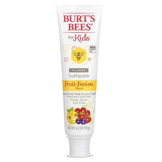 Burt's Bees, Kids, зубная паста с фтором, Fruit Fusion, 119 г (4,2 унции) Burt's Bees, Kids, зубная паста с фтором, Fruit Fusion, 119 г (4,2 унции)