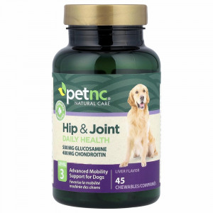 petnc NATURAL CARE, добавка для бедер и суставов, уровень 3, со вкусом печени, 45 жевательных таблеток
