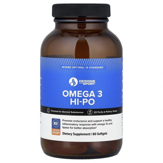 Designs For Health, Design For Sport®, Omega 3 Hi-Po, 60 мягких таблеток Designs For Health, Design For Sport®, Omega 3 Hi-Po, 60 мягких таблеток