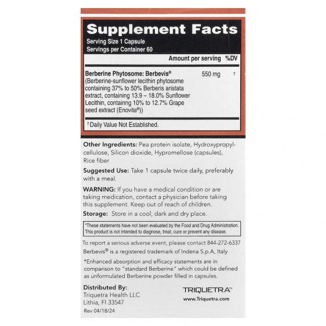 Triquetra Health, SoActive®, берберин, 60 капсул