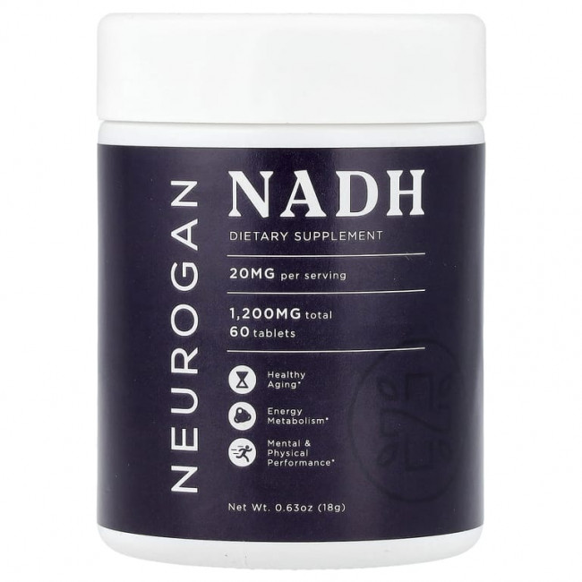 Neurogan Health, NADH, 20 мг, 60 таблеток, 18 г (0,63 унции) Neurogan Health, NADH, 20 мг, 60 таблеток, 18 г (0,63 унции)