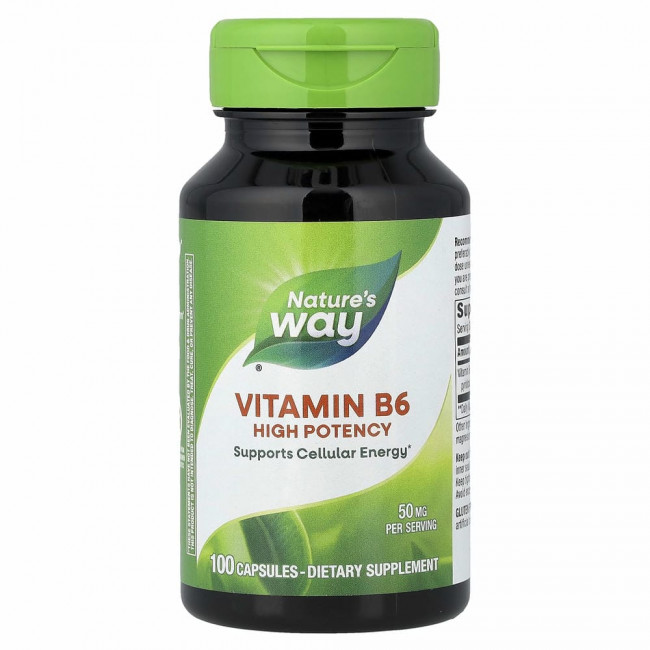 Nature's Way, витамин B-6, 50 мг, 100 капсул