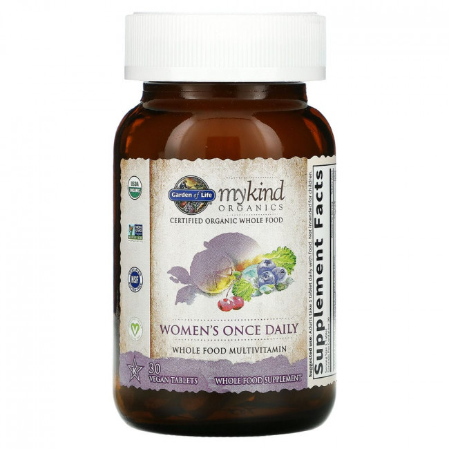 Garden of Life, MyKind Organics, мультивитамины для женщин для приема один раз в день, 30 веганских таблеток
