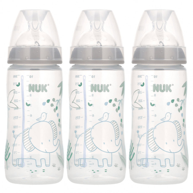 NUK, Smooth Flow, антиколиковый флакон, для детей от 0 месяцев, 3 флакона по 300 мл (10 унций)
